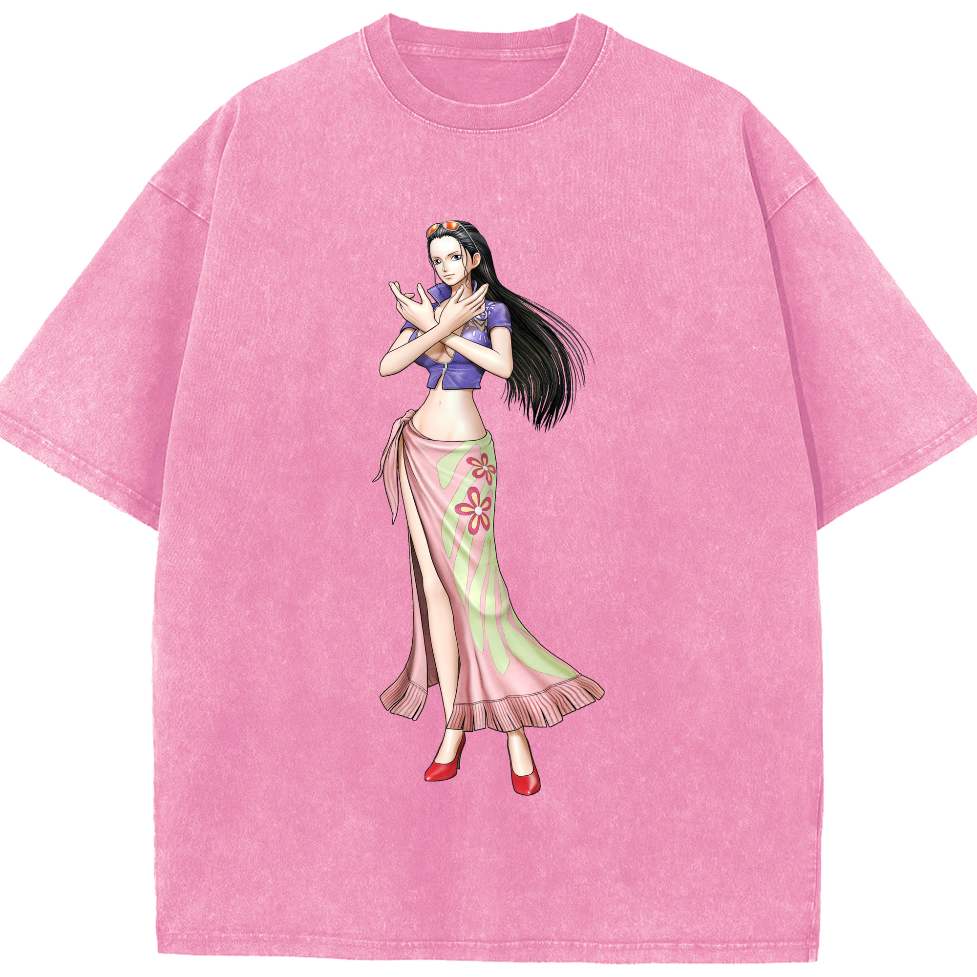ワンピース ニコ・ロビン ONE PIECE Nico Robin 綿100% ヴィンテージ風 半袖Tシャツ（フロントプリント）